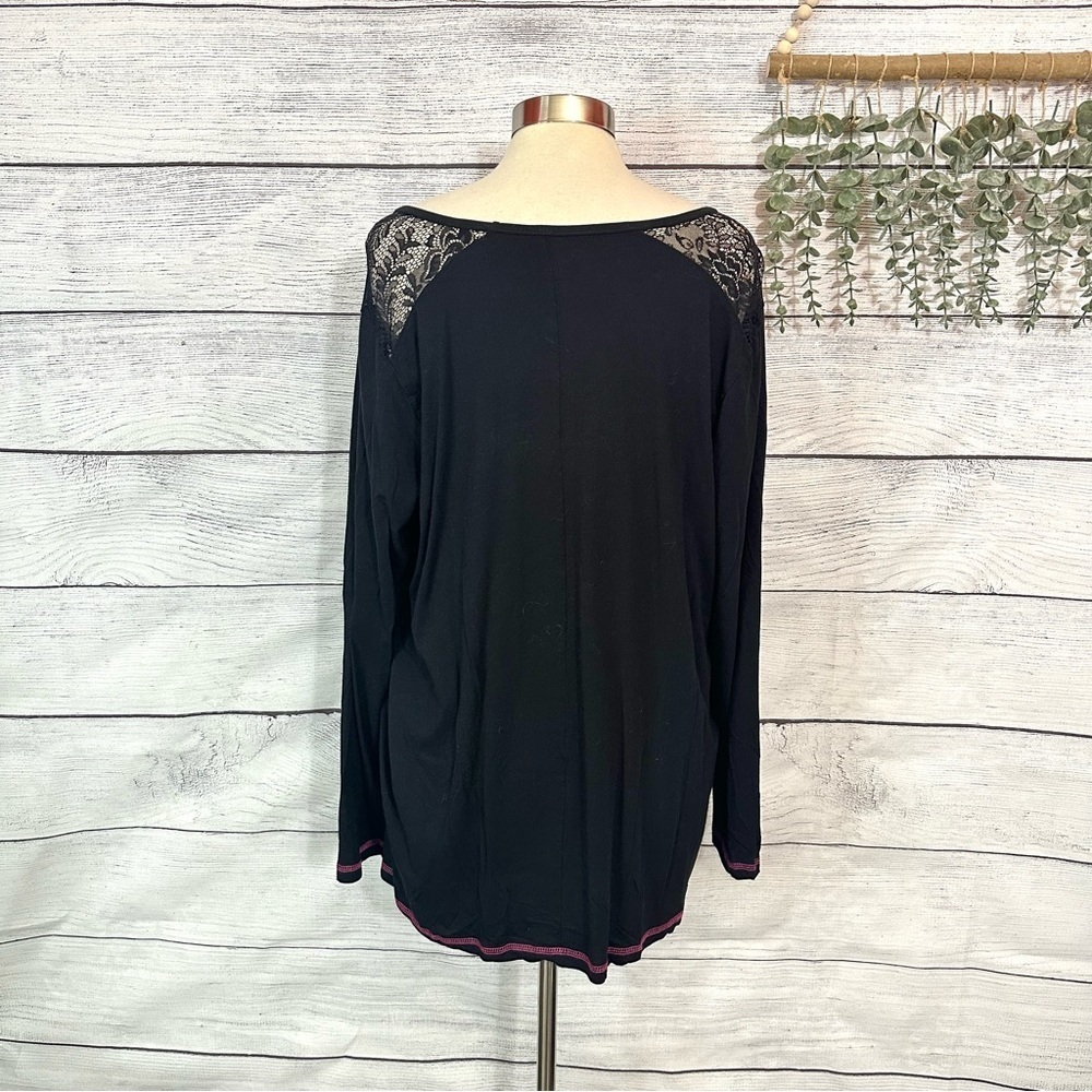 3/$22🩶 Torrid Long Sleeve Sleep Tee To The Moon & Back Lace Shoulder Plus Sz 3X - Picture 7 of 11